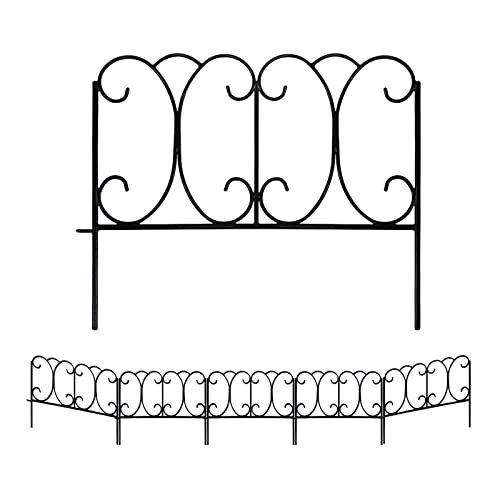 SCENDOR GARDEN 5 Paneele dekorativer Gartenzaun 33 cm x 40,6 cm, Gesamtlänge 2 m, rostfreier Outdoor-Metallzaun für Blumenbeete, Tierschutz, Randzaunpaneele