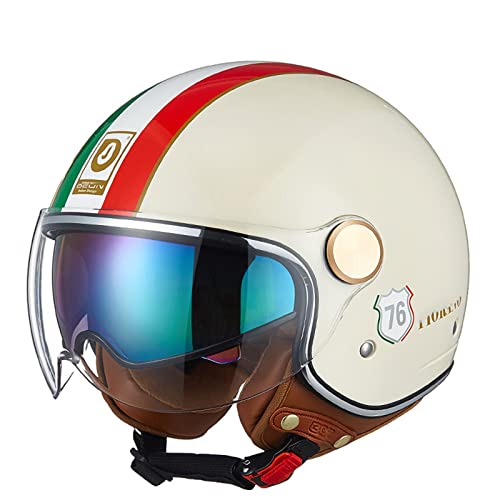 BGMKE 3/4 Open-Face Motorradhelm Herren Street Half Helme Mit Visier,Damen Retro Chopper Motorradhelm,ECE Zertifizierung Sommer Moped Cruiser Scooter-Helm Halboffener Helm Offener Helm