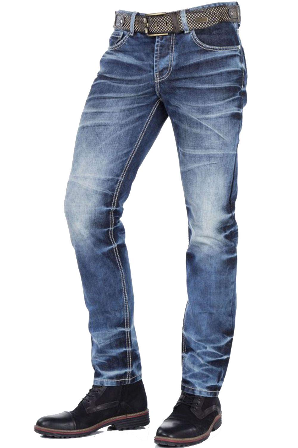 Cipo & Baxx Herren Jeans Hose Straight Fit Denim Regular Fit Jeanshose CD328 Blau W29 L32