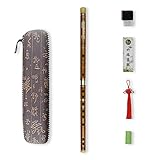 D key Dizi Bitter Bambusflöte für Anfänger mit freier Membrane & Kleber & Protector Set traditionelles chinesisches Instrument (D key/Bitter Bambus)