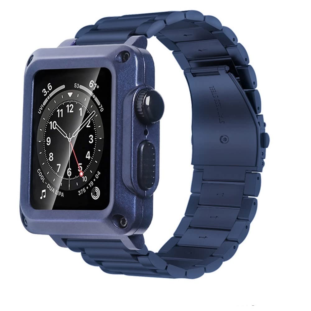 TONECY Armband und Hülle für Apple Watch, 40 mm, 38 mm, 44 mm, 42 mm, sturzfestes Edelstahl-Armband für Apple Watch 8, 7, 6, SE, 5, 4, 3, 2