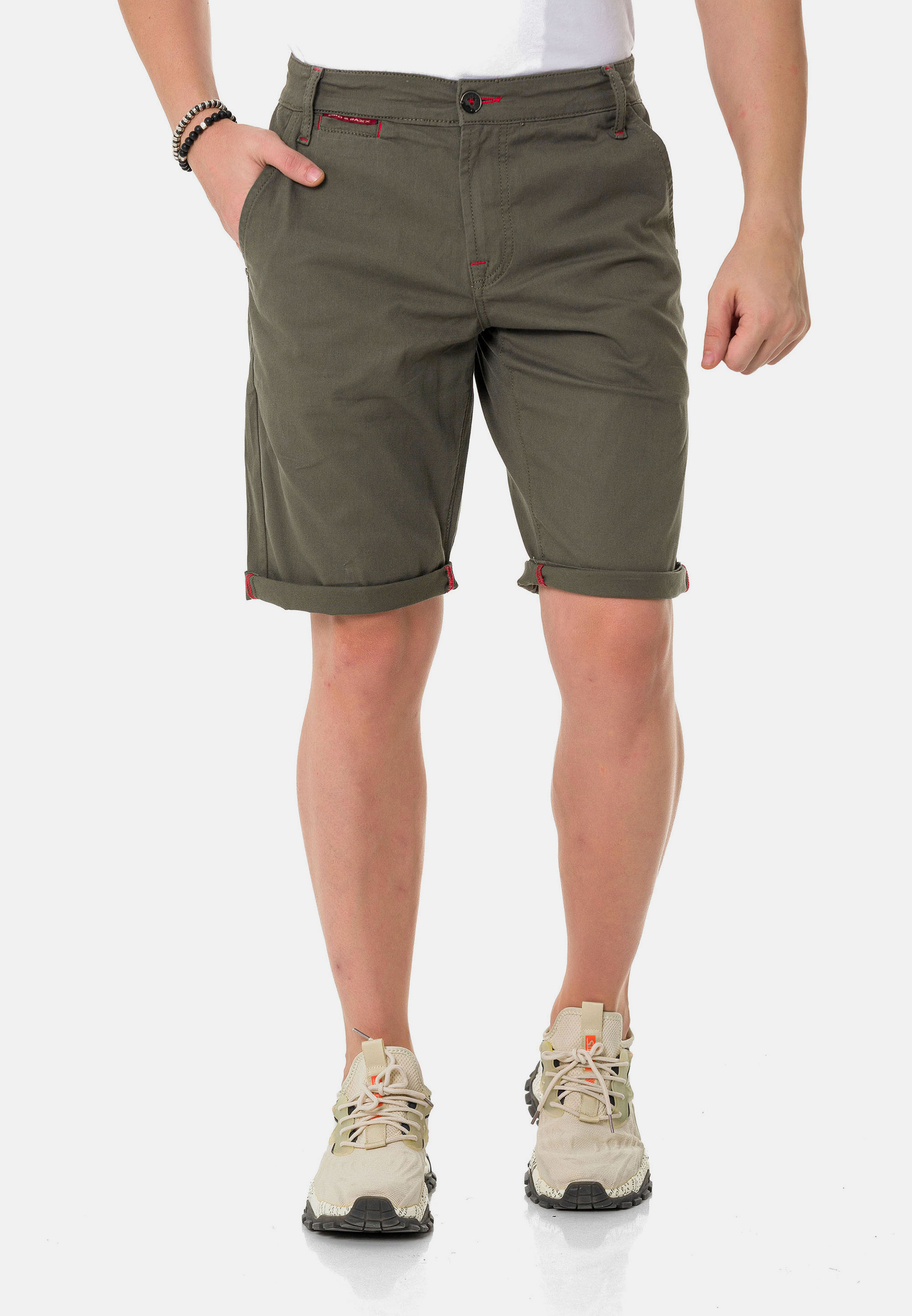 Cipo & Baxx Herren Shorts Chino Bermuda Kurzehose CK272 Khaki W29