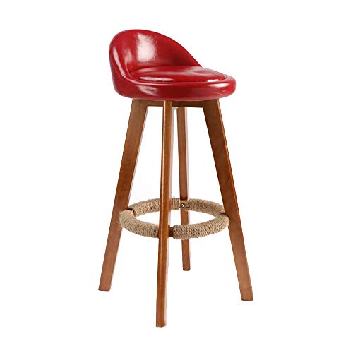 Barhocker für Küche, Frühstück, Esszimmer, Bartheke/Café, hoch aus Holz mit Sitz, runde Fußstütze, Retro-Barhocker für den Empfang, 50/60/70/80 cm (Farbe: Schwarz, Größe: 80 cm) (Kaffeefarbe 80 cm)