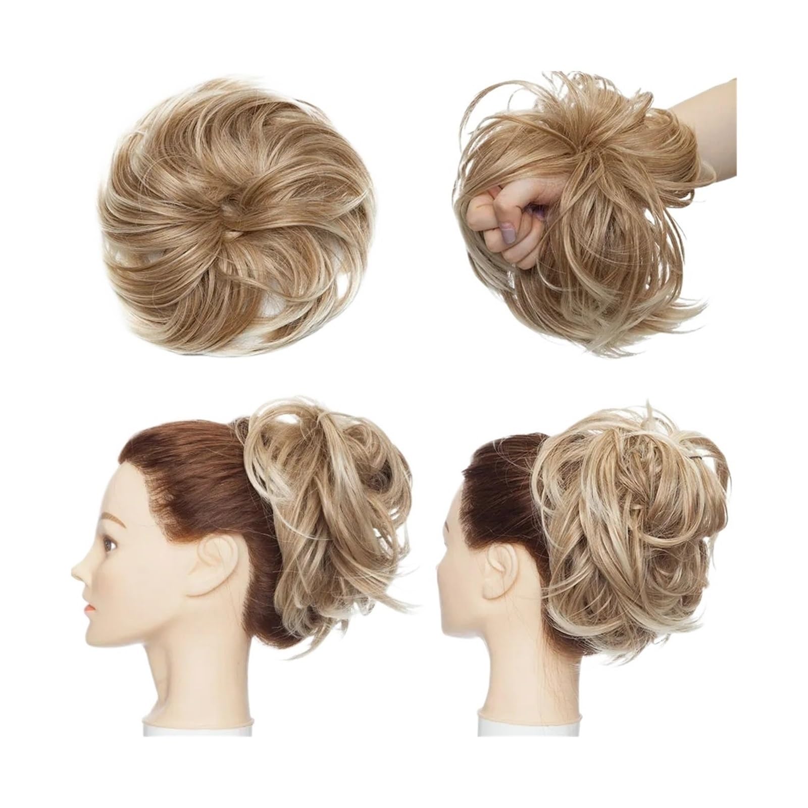 Haarteile Haarknoten Synthetischer, flauschiger Chignon mit Gummiband, zerzauster, unordentlicher Dutt, Hochsteckfrisur, Chignon-Haar, Pferdeschwanz, Haarteil for Frauen, 85 g Brötchen Haare(1837)