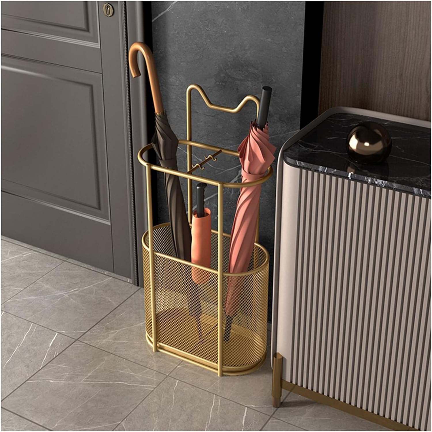 Schirmständer Schirmhalter mit Abtropfschale Schirmständer für den Innenbereich Schirmständer für Zuhause Schirm-Organizer Platzsparender Schirmständer für Flur, Veranda, Büro und Türeingäng