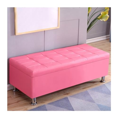 Schuhregal Rechteckiger Sofahocker, Schuhwechselhocker, Nachttischhocker, multifunktionaler Aufbewahrungshocker, Ankleidezimmer, Umkleidekabine, Lederhocker Schuhrschrank(Light Pink,160*40*40cm)