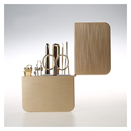 BONAD Zehennagelknipser Nagel-Clippers, professionelle Nagel-Clippers Nagelpfleger-Werkzeuge 7 in 1 Edelstahl-Pediküre-Kit mit tragbarem Reisekoffer (Gold/Silber) Nagelknipser-Set (Color : Gold)