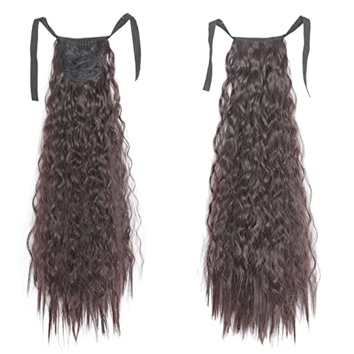 Pferdeschwanz Haarteil Clip-Haarverlängerungen for Anklipsen, synthetischer Mais, gewellt, langer Pferdeschwanz for Damen-Haarteil Pferdeschwanz Haarverlängerung(Q56-4,34inch-85cm)