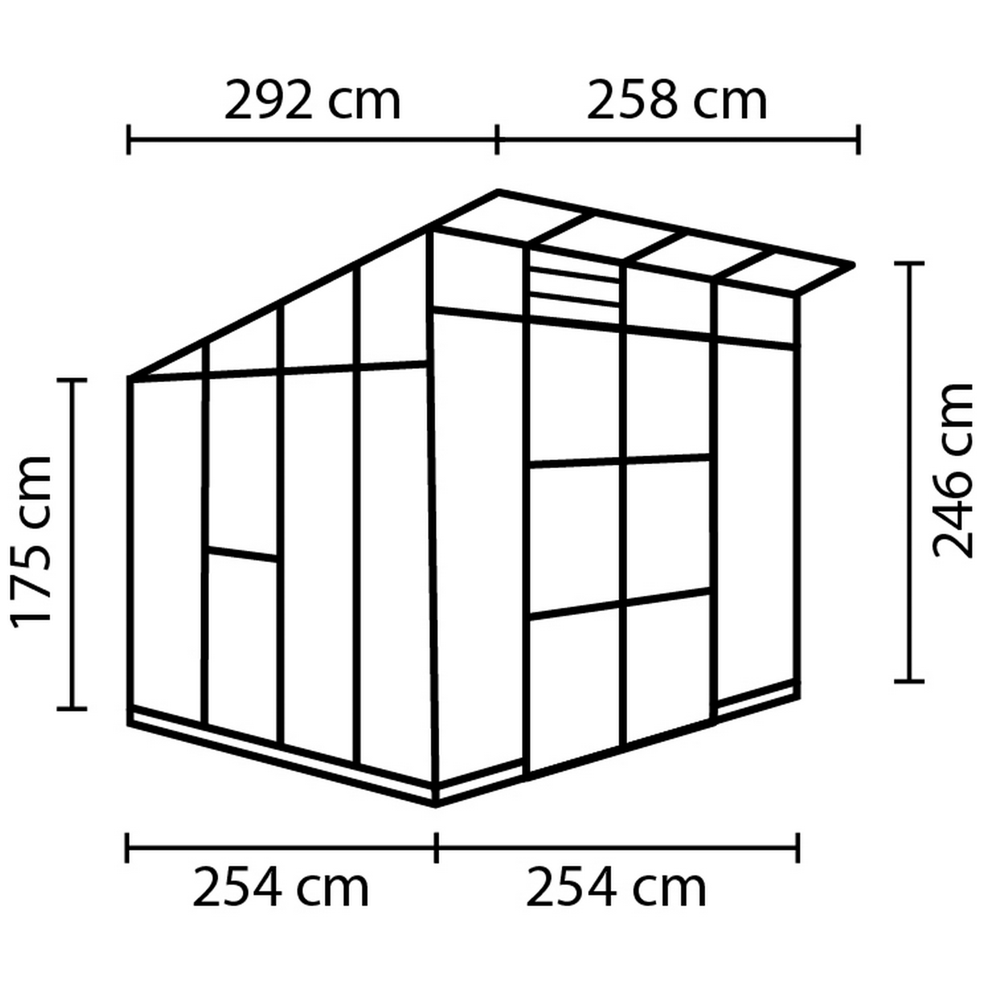 Vitavia Gewächshaus 'Playa 7600' 7,6 m² 254,4 x 254,4 cm 6 mm Hohlkammerplatten aluminiumfarben 3