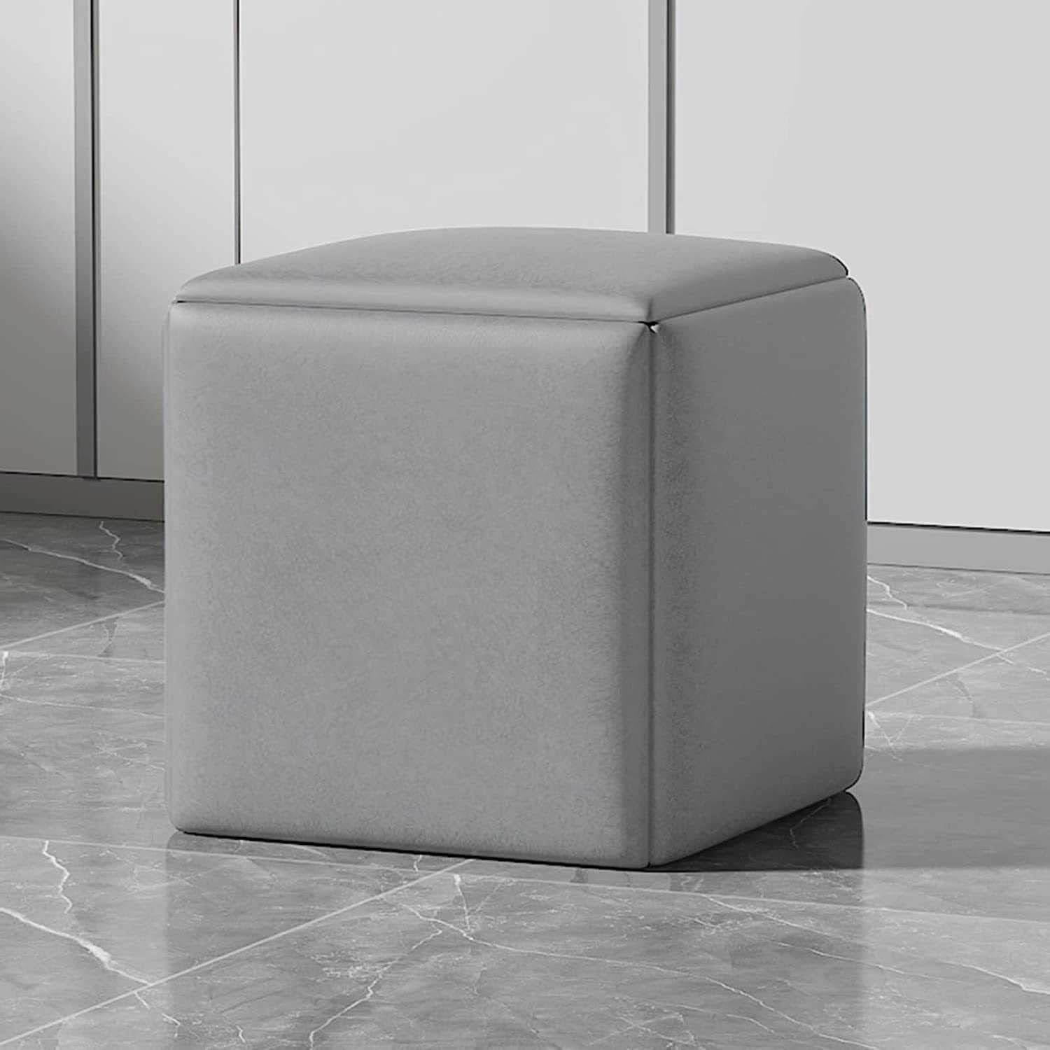 Verwandeln Sie Ihren Wohnraum mit dem vielseitigen 5-in-1 Cube Nesting Ottoman Sofa Chair – stapelbare Hocker mit Lenkrollen und quadratischem Fußhocker aus Stoff für Wohn-/Esszimmer, Hellgr