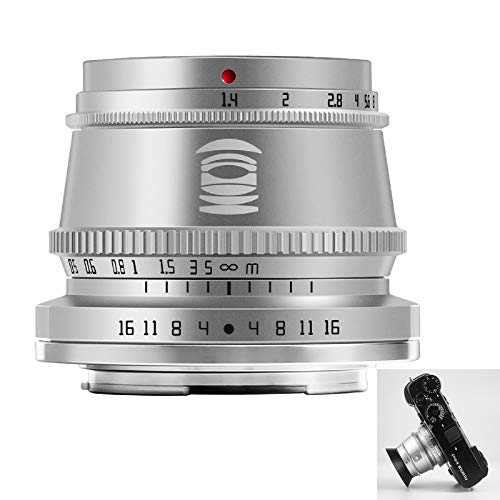 TTArtisan 35mm F1.4 Objektiv APS-C MF Kameraobjektiv kompatibel mit FX Mount Kameras X-A1 X-A10 X-M1 X-M2 X-H1 X-T20 X-T3 X-T4 X-T100 X-T200 X-T30 X -PR01 XS10 und mehr.(FX Mount Silber)