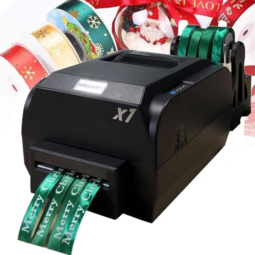 KJZQXYX Satinband-Druckmaschine, 4-reihiger digitaler Banddrucker mit Bandhalter, Prägedruckmaschine für Geschenkverpackungen