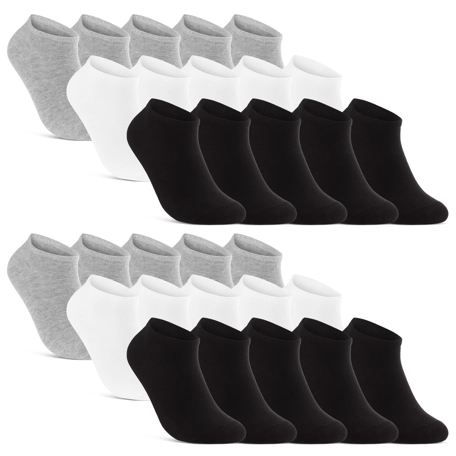 10 | 20 | 30 Paar Sneaker Socken Herren Damen Schwarz Weiß Grau Baumwolle 16900 (10x Schwarz + 10x Weiß + 10x Grau 35-38)