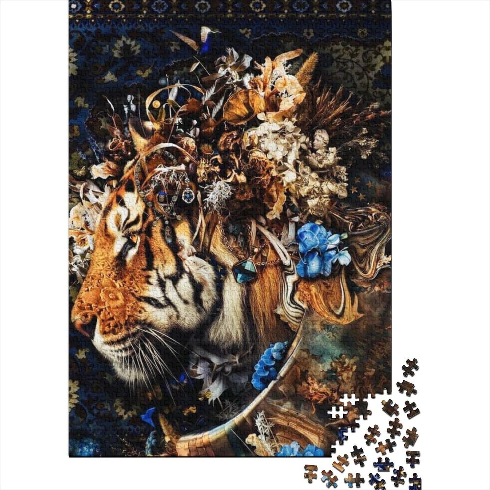 Tiger-Puzzle für Erwachsene, 1000 Puzzle-Spielzeug, Holzpuzzle für Erwachsene, Puzzle-Spielzeug für Erwachsene, 1000-teiliges Puzzle, 75 x 50 cm