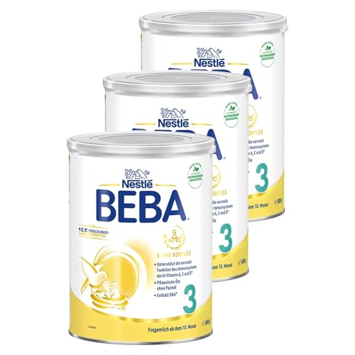 Nestlé BEBA 3 Folgemilch, Folgenahrung ab dem 10. Monat, 3er Pack (3 x 800g)
