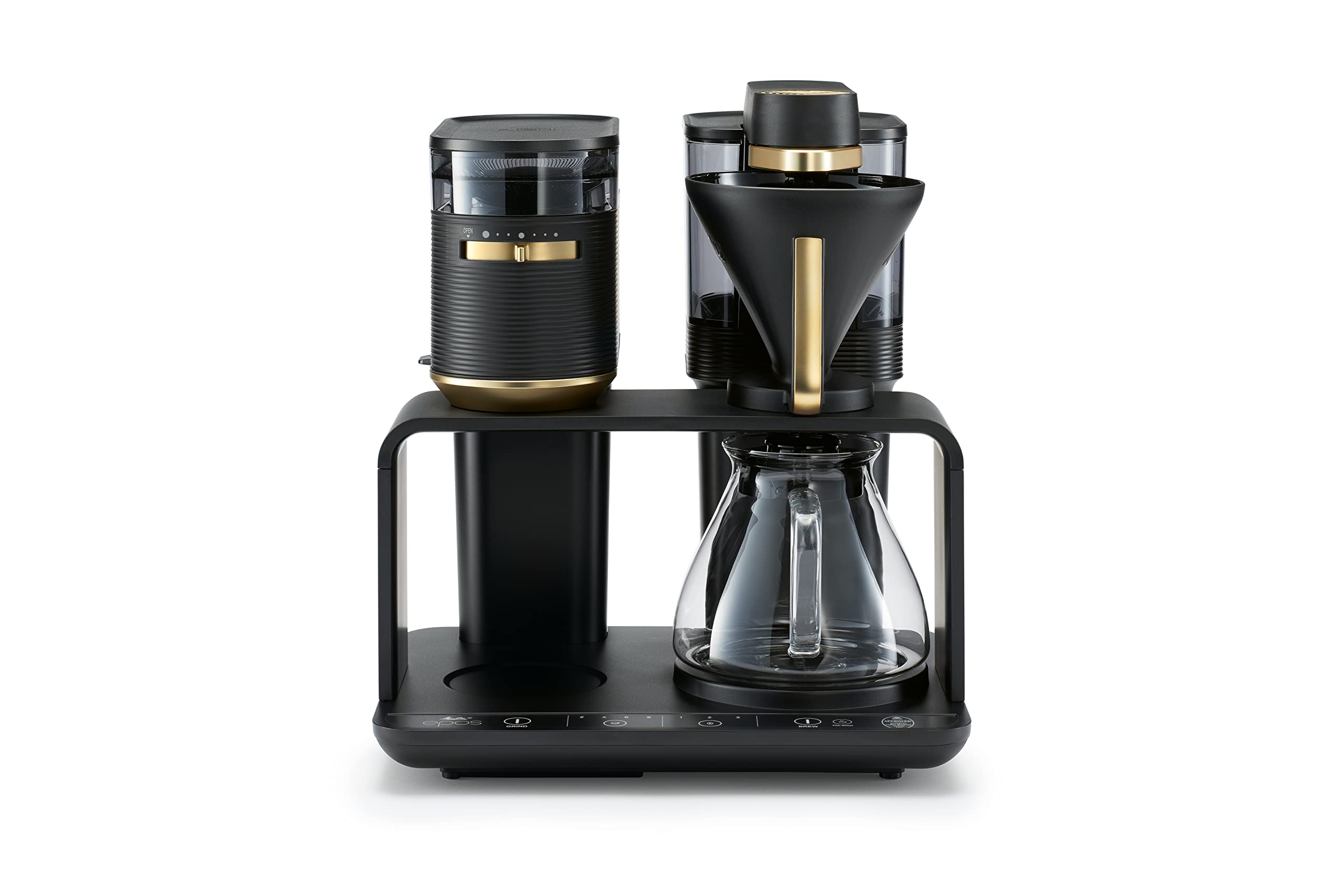 Melitta EPOS Kaffeemaschine mit Mahlwerk, schwarz-gold