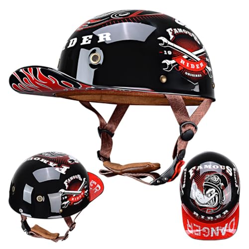 Motorrad Halbschalen Halbschalenhelm Halbhelm Baseball Cap Motorradhelm Mit ECE-Zulassung Cruiser Chopper Scooter Helm Baseballmütze-Helm Mopedhelm für Erwachsene Männer Frauen