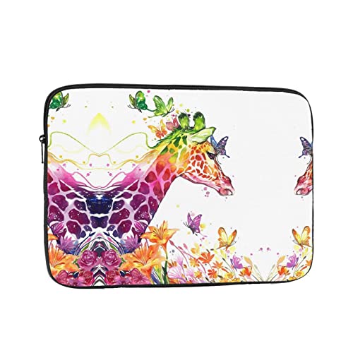 Stoßfeste tragbare Laptop-Tasche mit Giraffen-Schmetterling-Motiv: 38,1 cm (15 Zoll), Geschäftsreisen, Reisen, Schule, Büro, für den täglichen Gebrauch.