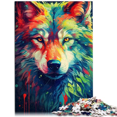 Puzzles Wolf Color 1000-teiliges Puzzlespiel aus Holz, lustige Aktivitäten zu Hause, Geburtstagsgeschenk, Reisegeschenke, 1000 Teile (50 x 75 cm)