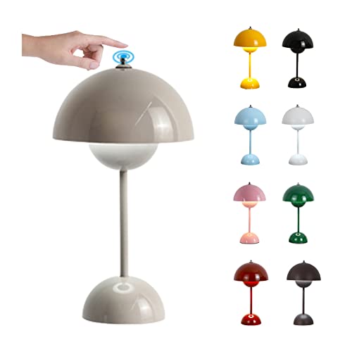 O·Lankeji Led Akku Tischlampe Nachttischlampe Touch Dimmbar Tischlampe Wohnzimmer Mushroom Lamp Dekorative Retro Table Lamp für Schlafzimmer Bars Garten Esstisch ( Size : USB-Touch , Color : Grey )