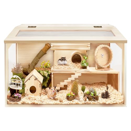 Prolee Hamster-Habitat aus Holz, 61 cm lang, Mäuse und Ratten, aufklappbare Oberseite mit Acrylplatten, solide gebaut, 61 cm L x 40,6 cm T x 40,6 cm H