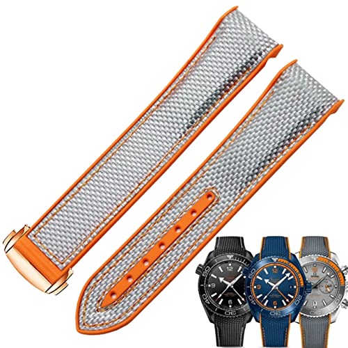 NEYENS Uhrenarmband für Omega 300 Seamaster 600 Planet Ocean Faltschließe Silikon Nylon Uhrenarmband 20 mm 22 mm, 22 mm, Achat