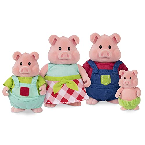 LI'L WOODZEEZ HCM Kinzel 43227 Figuren Schweine - Tierfamilie Curlicue - 4 weiche Tierfiguren OHNE Buch - Tiere im Set, Spielzeug für Kinder ab 3 Jahre, 6196Z, Mehrfarbig