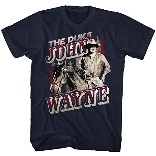 John Wayne American Legend Hollywood Schauspieler The Duke on Horse T-Shirt für Erwachsene, navy, Mittel