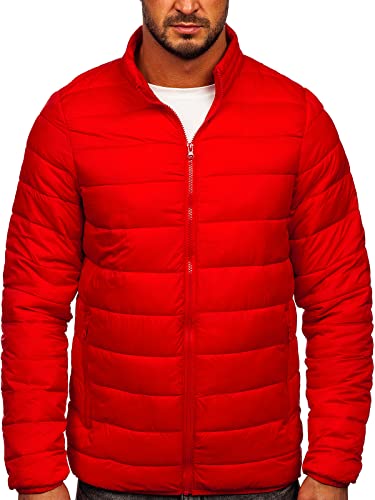 BOLF Herren Übergangsjacke Steppjacke Daunenjacke Sportjacke Freizeitjacke Reißverschluss Street Style J.STYLE LY33 Rot L [4D4]