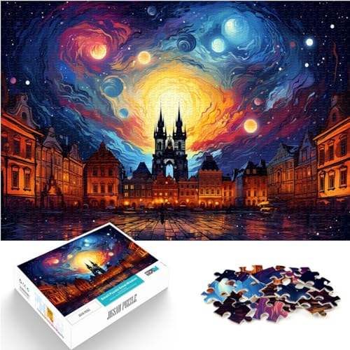 Puzzlespiel „Buntes Prager Quadratpuzzle für Erwachsene“ mit 1000 Teilen. Das Holzpuzzle eignet ganze Familie und ist mit 1000 Teilen (50 x 75 cm)