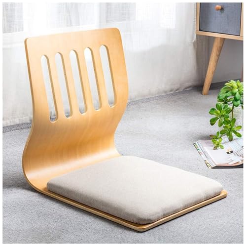 Japanischer Beinloser Bodenstuhl, Holz-Tatami-Meditationsstuhl, Erkerfenster, Lounge-Stuhl, Bodensofa Bodenkissen Kinosessel Lesesessel Bequem Faule Couch Zum Lesen, Fernsehen Schauen B