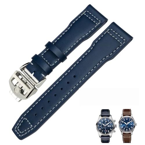 IOTUP 20 mm, 21 mm, 22 mm, Echtleder-Armband, passend für IWC-Pilotenuhr IW3777 Portofino Mark 18, schwarz, blau, braun, Herrenarmband, 20 mm, Achat