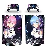 Für PS5 Skin Disc Edition Anime Console Und Controller Vinyl Cover Skins Wraps Für PS 5 Disc Version(0437) Blasenfrei Kein Schaum Kratzfest(Color:2)