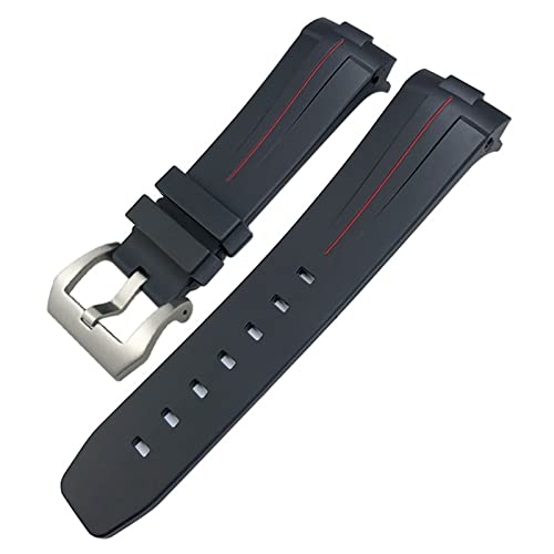 NEYENS Gummi-Uhrenarmband mit gebogenem Ende, 24 mm, passend für Panerai PAM441/1312/00111, Edelstahl-Armband mit Schmetterlingsschnalle, Silikon-Sportarmband, 24 mm, Achat