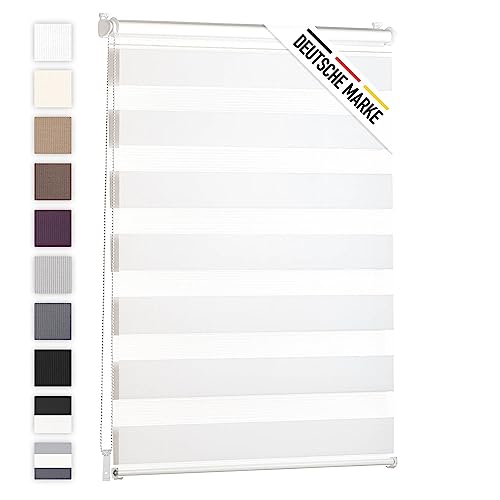 Blumtal Doppelrollo 120 x 195cm -  Klemmfix Rollo, Rollos für Fenster ohne Bohren, Klemmrollo für Fenster & Türen, Seitenzugrollo, Weiß