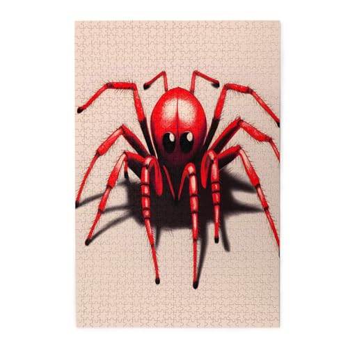 Niedliche kleine rote Spinne Holzpuzzles, Haustier-Puzzle, Familientreffen, Stressabbau-Puzzle