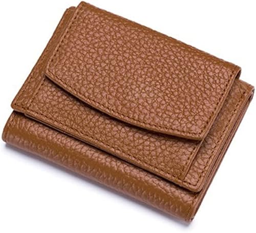 YIHANSS Kartenetuis aus echtem Leder, Damen-Geldbörsen, Mini-Geldbörse, kleine Geldbeutel, Damentasche, Kartenhalter, kleine Clutch-Tasche (Farbe: Braun)