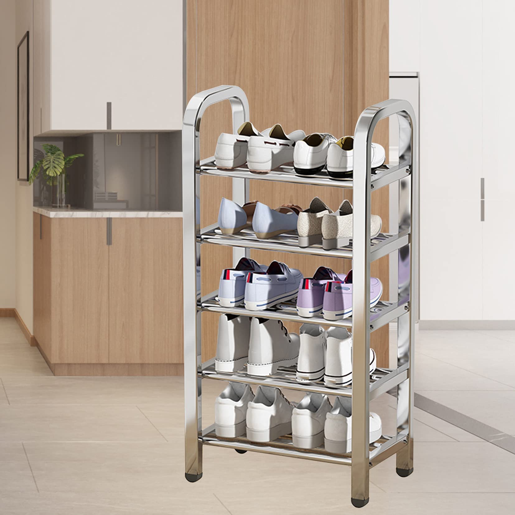 YIHANSS Schuhregal, Schuh-Organizer, Eckregal, Schrankaufbewahrung, für Eingangsbereich, Schlafzimmer, Wohnzimmer, Balkon, Flur und Schrank/5-stöckig/40 cm (6-stöckig, 75 cm)