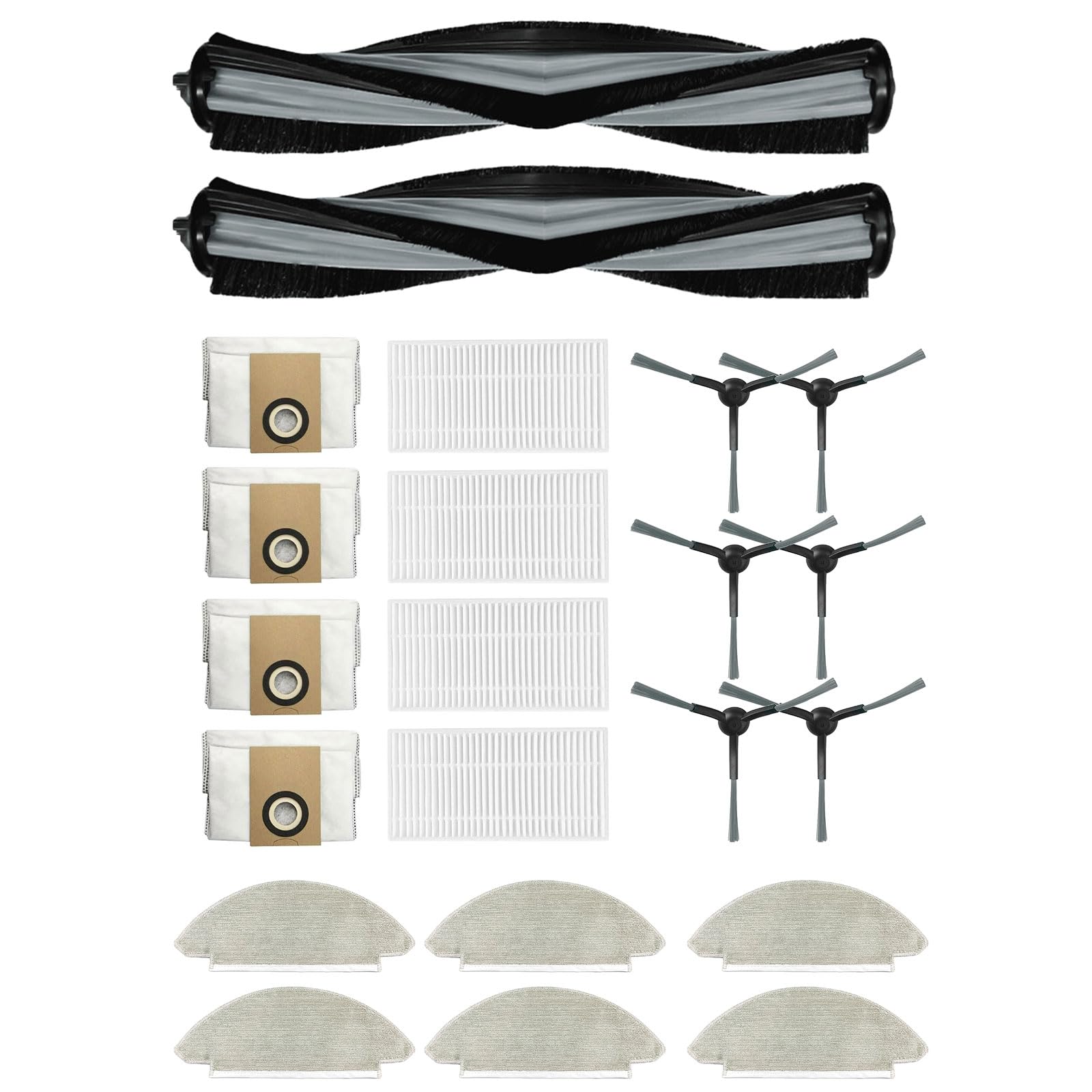 HDKEAN Hauptbürste Staubsauger Wischtuch Filter Seitenbürste Staubbeutel Ersatzteil Kehrroboter Zubehör für Kehrmaschine