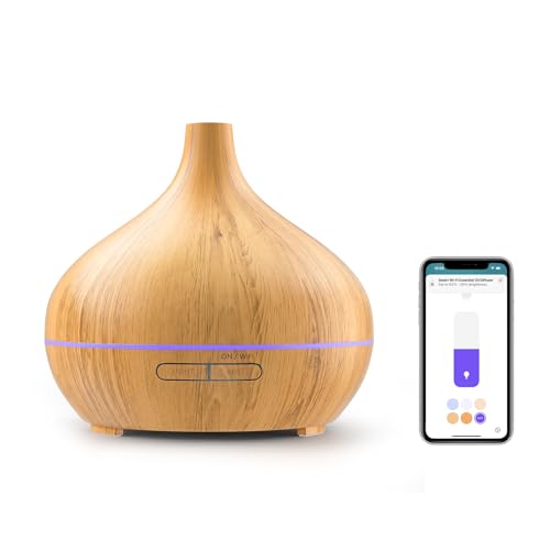 Alexa Aroma Diffuser funktioniert mit Apple HomeKit, Meross 400ml Duftlampe Smart Ultraschall luftbefeuchter Leise mit Timer Funktion, Farbwechsel, APP Steuerbar WLAN Duft Diffusor für Schlaffzimmer