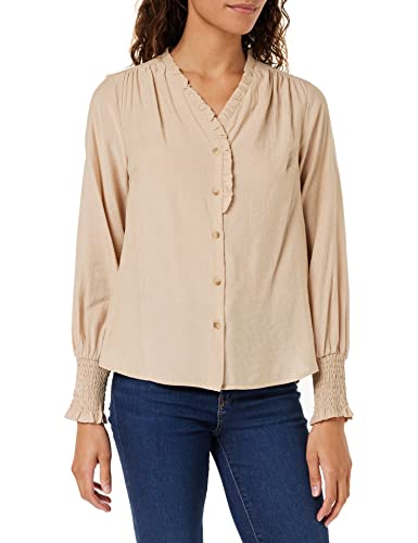 Peppercorn Maibritt Lange Ärmel Bluse | Bluse Damen In Beige | Frühling Bluse Elegant | Größe M