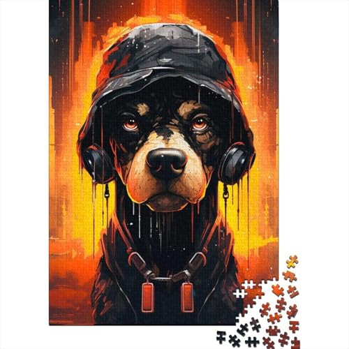 Kunstpuzzle für Erwachsene 1000 Teile Musikhund Holzpuzzle Puzzles Puzzles für Erwachsene Teenager Lernspiel Herausforderungsspielzeug 75x50cm