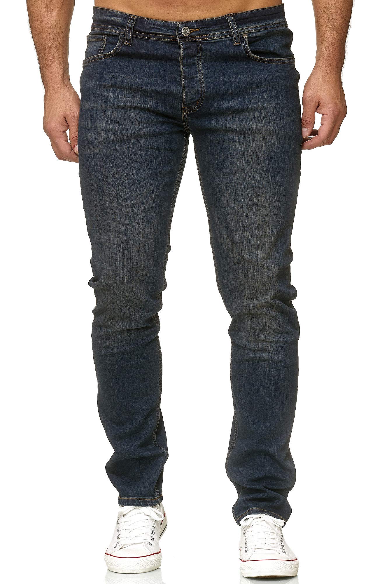 Reslad Jeans Herren Slim Fit Basic Herren-Hose Jeanshose Männer Jeans Hosen Stretch Denim RS-2091 Dunkelblau W36 / L32