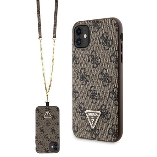 Guess GUHCN61P4TDSCPW Hülle für iPhone 11 / Xr 6.1" braun hardcase Crossbody 4G Metal Logo