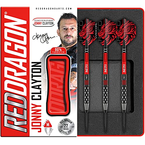 RED DRAGON Jonny Clayton PL Special Edition: 22 Gramm Tungsten Steel Dartpfeile Set mit Flights und Schäfte