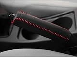 Auto Handbremsen Abdeckung für SEAT Ateca 5F 2016-2024, Leder Auto Handbrems SchutzhüLle Handbremsgriff Schutz Rutschfeste Auto ZubehöR,C/Black Red Line