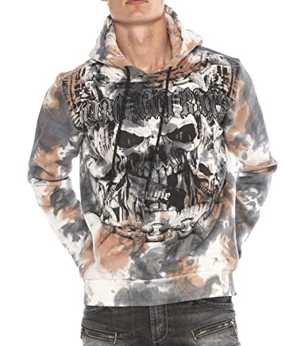 Cipo & Baxx Herren Kapuzenpullover Sweatshirt Hoodie Langarmshirt Sweat Totenkopf Schwarz XL