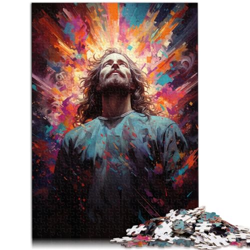 Puzzles, Geschenke, Spielzeug, Farbenfrohes psychedelisches Ölgemälde von Jesus für Erwachsene, 1000-teiliges Puzzle, anspruchsvolles Spiel, Geschenke, 1000 Teile (50 x 75 cm)