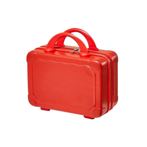 Bottone 35,6 cm ABS-Kosmetiktasche, tragbar, Reise-Make-up-Koffer, dekorative Handgepäck-Tragetasche für Frauen und Mädchen, rot