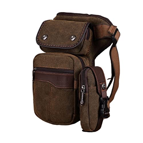 Leg Bag Motorrad Motorrad Oberschenkeltasche Motorradfahrer Herren Drop Beintasche Reise Schulter Oberschenkel Canvas/Nylon Hüfte Bauchgürtel Taille(Coffee)